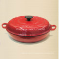 Hot Sale Rouge émaillée en fonte Braising Casserole Taille 30X6cm